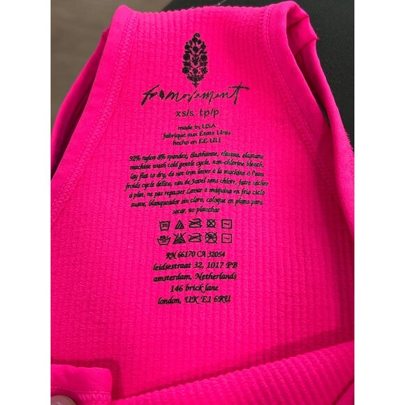Free people movement Hot Pink Ribbed Racerback Crop Top XS/S - Picture 4 of 5